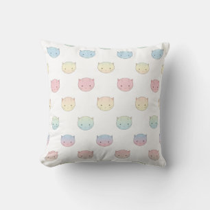 Niedliches Pastell Kitty Cat Faces Muster Kissen