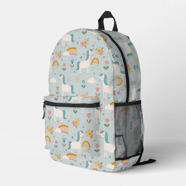 Niedliches Pastell-Regenbogen-Muster Bedruckter Rucksack (Rückseitige Ecke Rechts)