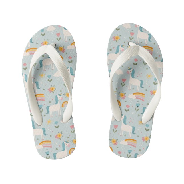Niedliches Pastell-Regenbogen-Muster Kinderbadesandalen (Fußbett)