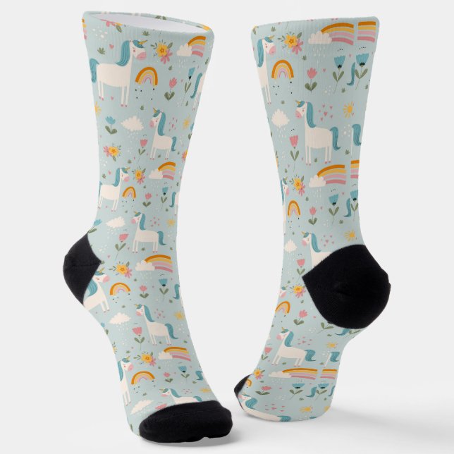 Niedliches Pastell-Regenbogen-Muster Socken (Gewinkelt)