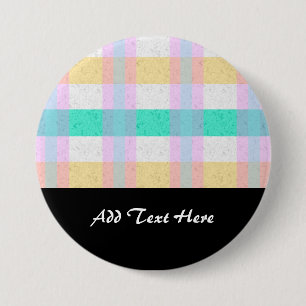 Niedliches Pastellblau Gelb Aquamarines Kariertes Button