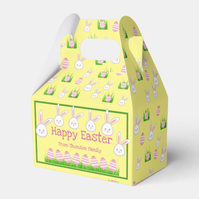 Niedliches Pastellgelbes Ostereier Geschenkschachtel (Vorderseite)