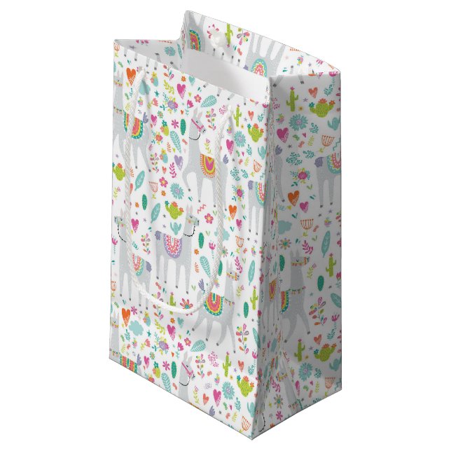 Niedliches Pastelllama-Muster Kleine Geschenktüte (Vorderseite Schrägansicht)