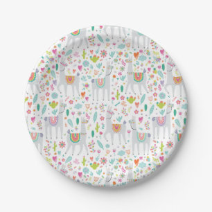 Niedliches Pastelllama-Muster Pappteller