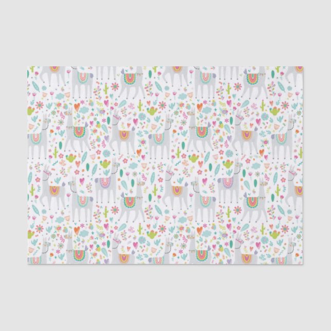 Niedliches Pastelllama-Muster Seidenpapier (Vorderseite)
