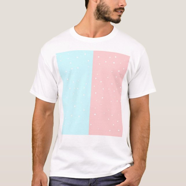 Niedliches Pastellrosa und Blau T-Shirt (Vorderseite)