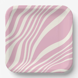 Niedliches Pastellrosa Zebramuster Pappteller