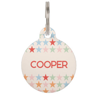 Niedliches Pastellsternmuster mit Hund Haustiermarke