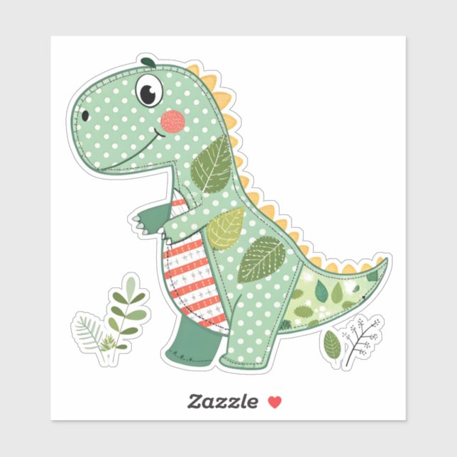 Niedliches Patchwork Baby Dinosaur Aufkleber (Blatt)