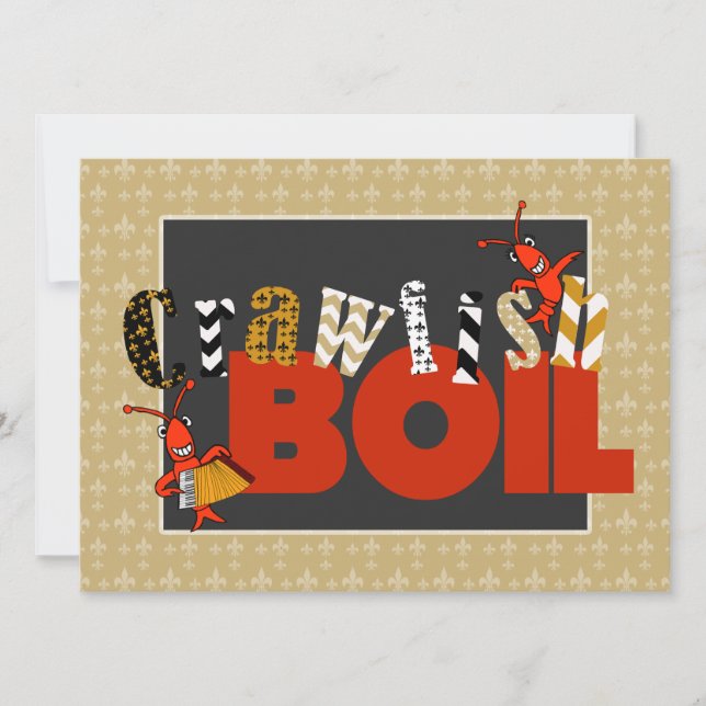 Niedliches Patchwork Lilie Crawfish Bogen Einladung (Vorderseite)