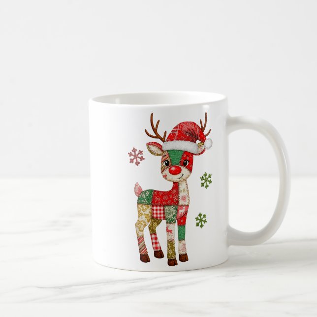 Niedliches Patchwork Reindei Weihnachten Weihnacht Kaffeetasse (Rechts)