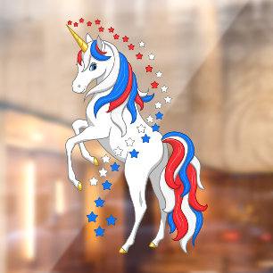 Niedliches Patriotic Red White Blue American Unico Fensteraufkleber