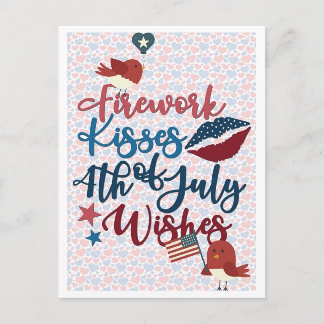 Niedliches Patriotikum 4. Juli wünscht Postkarte (Vorderseite)