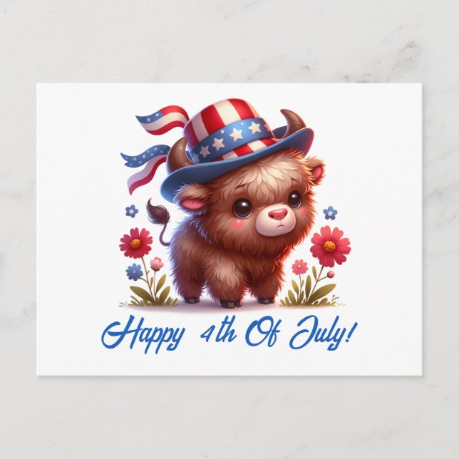 Niedliches Patriotisches Buffalo Forth Juli Postka Postkarte (Vorderseite)