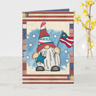 niedliches Patriotisches Gnome fügen Text hinzu Karte