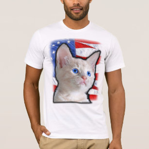 Niedliches patriotisches Kätzchen-amerikanische T-Shirt