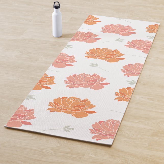 Niedliches Peach & Orange Peonics Blumenmuster Yogamatte (Beispiel)