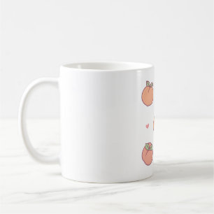 Niedliches Peach- und Herzmuster Kaffeetasse