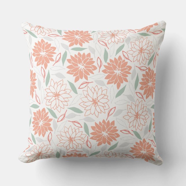 Niedliches Peachy Floral Muster Kissen (Vorderseite)