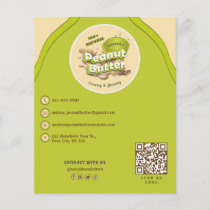 Niedliches Peanut-Butter-Logo und QR-Code Gelb grü Flyer