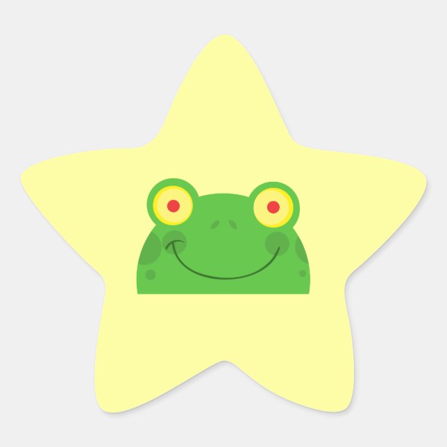 niedliches Peeking Cartoon Frosch Gesicht Stern-Aufkleber (Vorderseite)