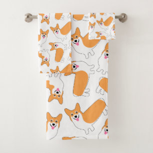 Niedliches Pembroke Welsh Corgis Pattern Badhandtuch Set