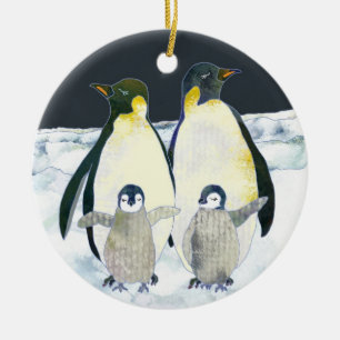 Niedliches Penguin-Familien-Winter-Weihnachten Keramikornament