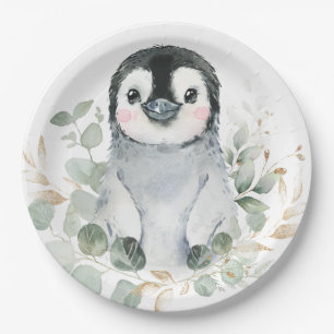 Niedliches Penguin Winter Onederland Grüne Gold P Pappteller