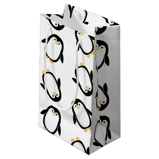 Niedliches Penguins-Muster Kleine Geschenktüte (Vorderseite Schrägansicht)