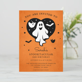 Niedliches Personalisieren des Halloween-Geisterhe Einladung