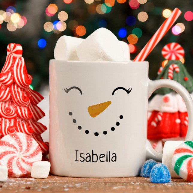 Niedliches Personalisiert Happy Snowman Weihnachts Kaffeetasse (Cute gifts for kids)