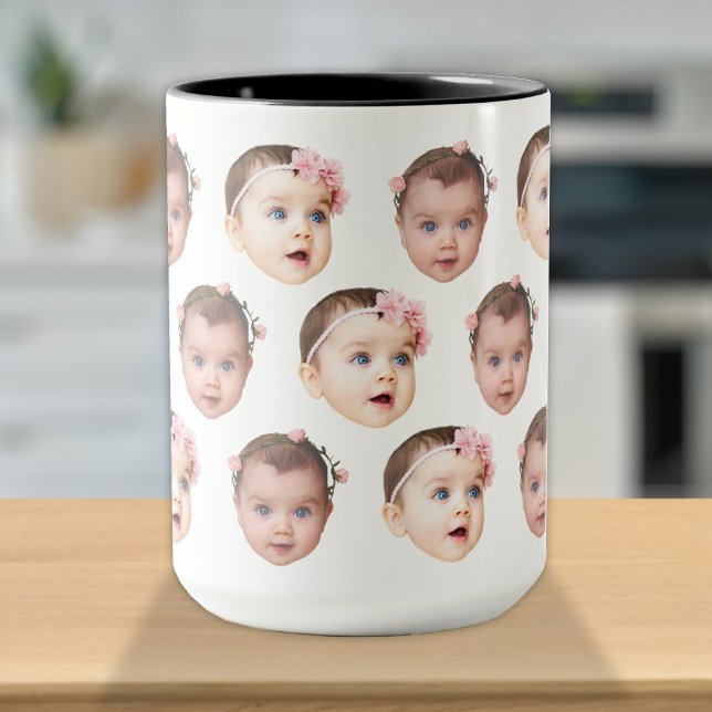 Niedliches Personalisiertes Baby-Gesicht 2 Fotos Tasse (Von Creator hochgeladen)