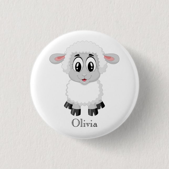 Niedliches Personalisiertes Baby Lamm Button (Vorderseite)