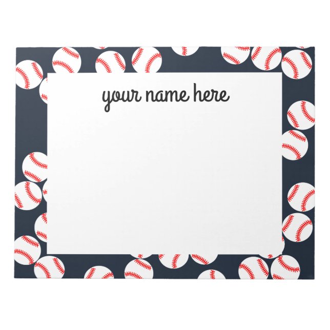 Niedliches Personalisiertes Baseball-Notepad Notizblock (Vorderseite)