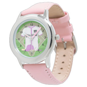 Niedliches Personalisiertes Baseballrosa Armbanduhr