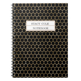 Niedliches Personalisiertes Black Gold Honeycomb B Notizblock