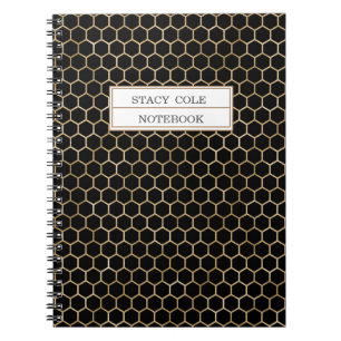 Niedliches Personalisiertes Black Gold Honeycomb B Notizblock
