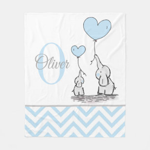 Niedliches Personalisiertes Blue Gray Elephant Zic Fleecedecke