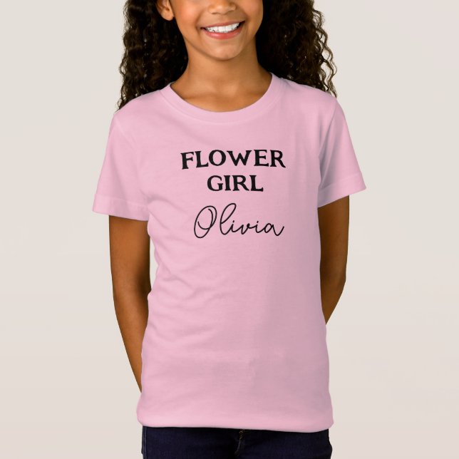 Niedliches Personalisiertes Blumenmädchen Rosa T-Shirt (Vorderseite)