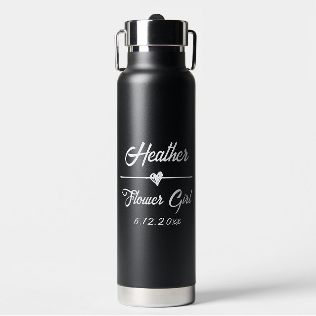 Niedliches Personalisiertes Blumenmädchen Trinkflasche (Vorderseite)