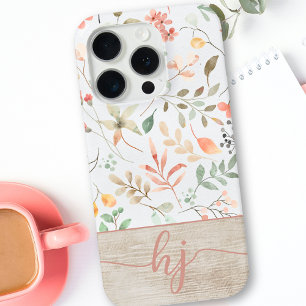 Niedliches Personalisiertes Blumenmuster-Monogramm Case-Mate iPhone Hülle