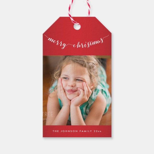 Niedliches Personalisiertes Foto Frohe Weihnachtsg Geschenkanhänger (Vorderseite)