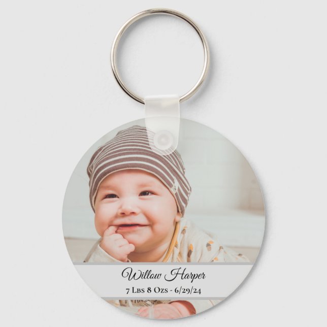 Niedliches Personalisiertes Foto Geburtsbaby Keepa Schlüsselanhänger (Vorderseite)
