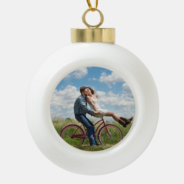 Niedliches Personalisiertes Foto Keramik Kugel-Ornament (Vorderseite)