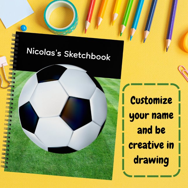 Niedliches Personalisiertes Fußballskizzenbuch Notizbuch (Von Creator hochgeladen)