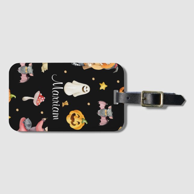 Niedliches Personalisiertes Halloween Gepäckanhänger (Vorderseite (Horizontal))