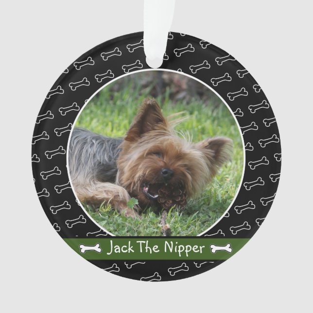 Niedliches Personalisiertes Hunde-Knochen-Foto Ornament (Vorderseite)