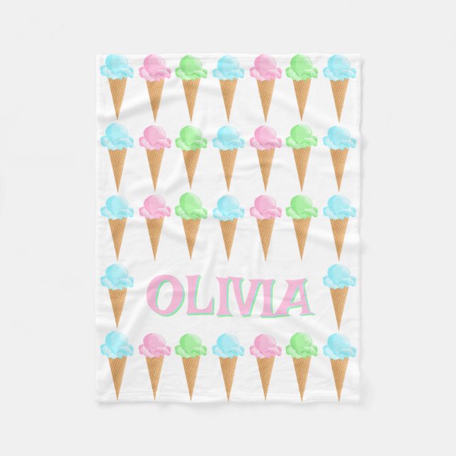 Niedliches Personalisiertes Ice Creme Cones Muster Fleecedecke (Vorderseite)