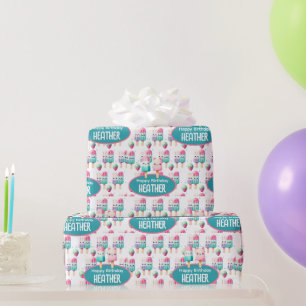 Niedliches Personalisiertes IcePop Sommer Geburtst Geschenkpapier
