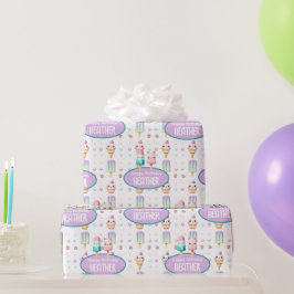 Niedliches Personalisiertes IcePop Sommer Geburtst Geschenkpapier